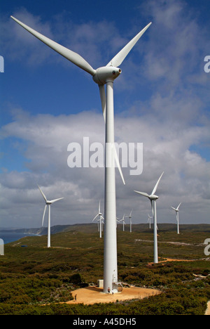 Le gigantesche turbine eoliche in Albany Western Australia La fattoria eolica genera tre quarti del fabbisogno di energia elettrica di Albany Foto Stock