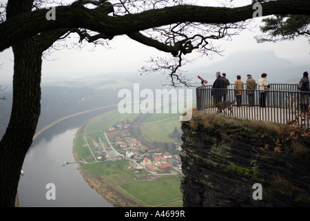 Vista dalla Bastei al Elb dale Foto Stock