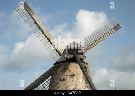 Morgan Lewis Windmill bracci, funzionamento più antico mulino a vento di zucchero nel mondo, St Andrew, Barbados, 8/06 Foto Stock