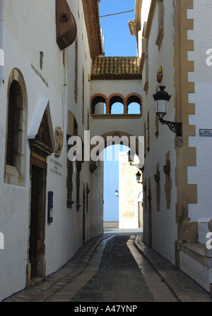 Vista caratteristica di edifici bianchi città vecchia Andorra la vella Sitges Catalogna Catalogna Catalogna Costa Dorada España Spagna Europa Foto Stock