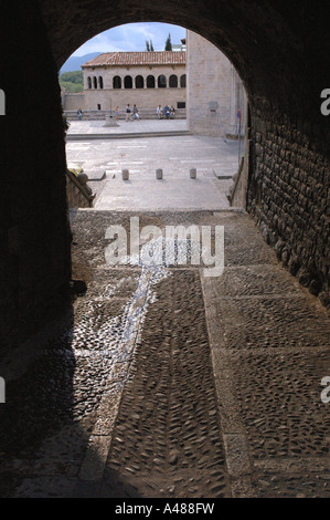 Portone che conduce alla Cattedrale di Girona Gerona Catalogna Catalogna Catalogna España Spagna Europa Foto Stock