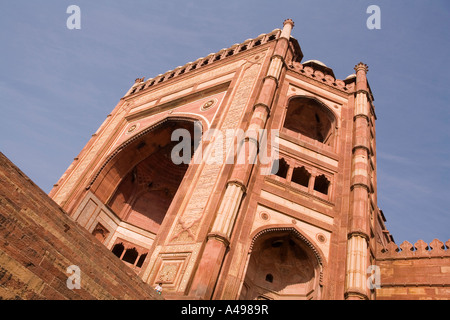 India Uttar Pradesh Fatehpur Sikri Jama Masjid entrata l'Buland Darwaza Porta Vittoria Foto Stock