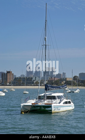 Melbourne skyline della città da St Kilda pier victoria australia Foto Stock