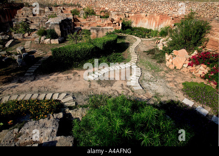 Giardini Ipogei tra cave di tufo Isola Favignana Isole Egadi Sicilia Italia Foto Stock