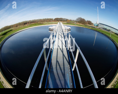 Bacinella piena di fresco e quasi acqua pulita nell'ultimo stadio di purificazione dell'acqua Tiel Paesi Bassi immagine fisheye Foto Stock