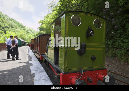 Talyllyn treno a vapore dolgoch e il Victorian allenatori dolgoch cade station Foto Stock