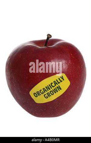 Produzione biologica Apple ritagliata su sfondo bianco Foto Stock