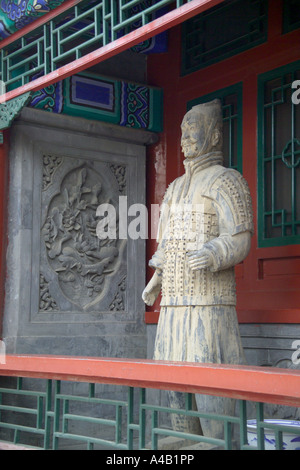 Guerrieri di terracotta in mostra presso la grande parete a Xingshu Foto Stock