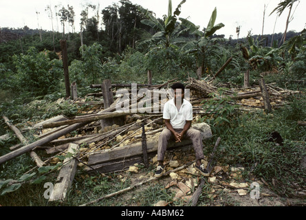 Un colono la casa distrutta dal proprietario terriero di uomini, Utumuju, Bahia, Brasile. Foto Stock