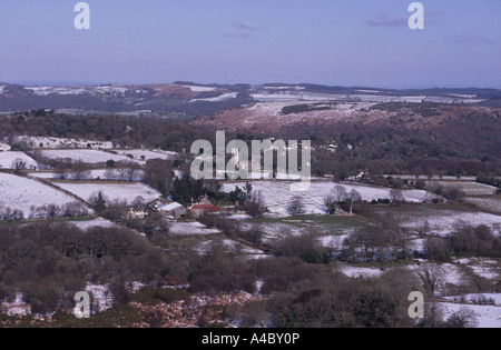 Il borgo rurale di Manaton, North Bovey dal Parco Nazionale di Dartmoor, Devon. XPL 4708-441 Foto Stock