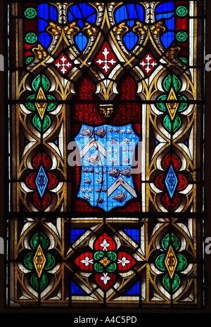 Dettaglio di una vetrata nel sud del corridoio della chiesa di San Giovanni Evangelista, Princes Street, Edimburgo, Scozia, Regno Unito. Foto Stock