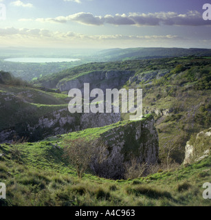 Cheddar Gorge, Somerset, Inghilterra guardando a ovest Foto Stock