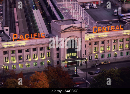 Pacific dalla stazione centrale dei treni e degli autobus Vancouver BC Canada Foto Stock