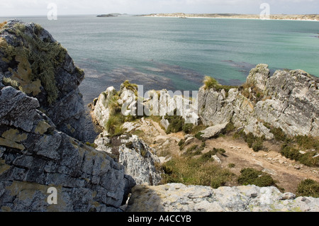 Una vista del gypsy cove vicino a Port Stanley nelle isole Falkland Foto Stock