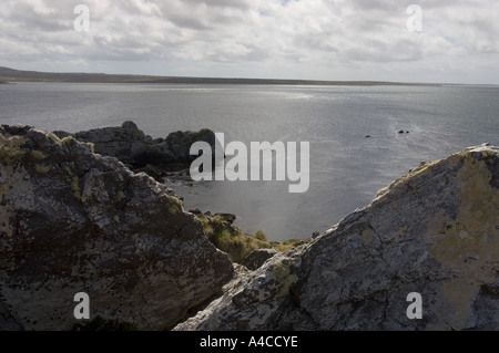 Una vista del gypsy cove vicino a Port Stanley nelle isole Falkland Foto Stock