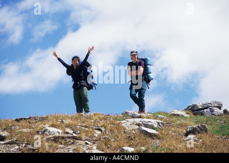 Gli escursionisti Bugaboo Parco Provinciale BC Canada Foto Stock