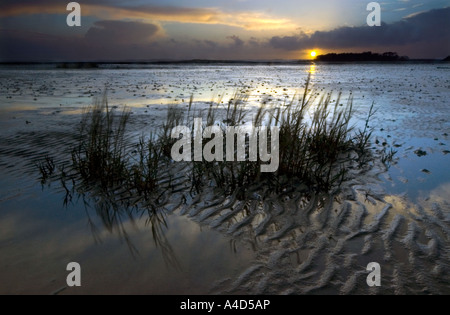 Sunset over Grayabbey, County Down, Irlanda del Nord Foto Stock