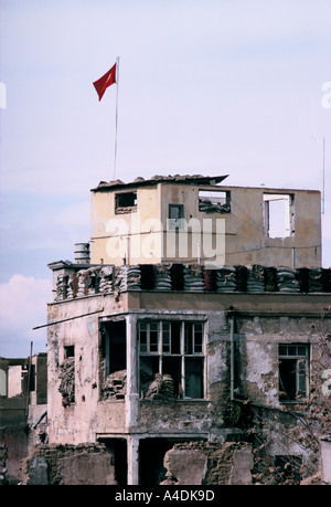 Un esercito turco post sulla linea verde in Nicosia, Cipro del Nord Foto Stock