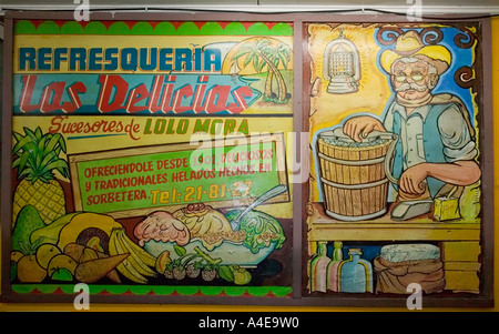 Pubblicità a soda (café) in San José Mercado Central, Valle Central & Highlands, Costa Rica Foto Stock