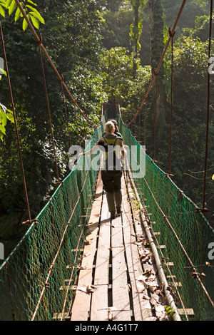 Malaysia Borneo Sabah Danum Valley Borneo Rainforest Lodge ponte di corde Foto Stock