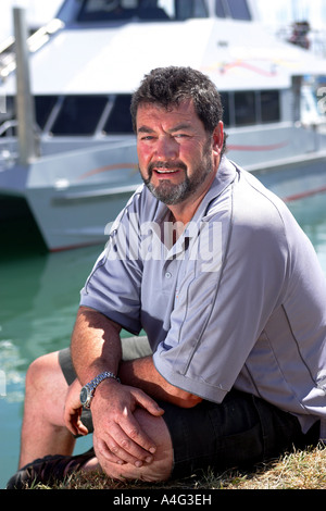 John Bennett che skipper il peschereccio che ha catturato il più grande mai registrato colossale di calamari Foto Stock