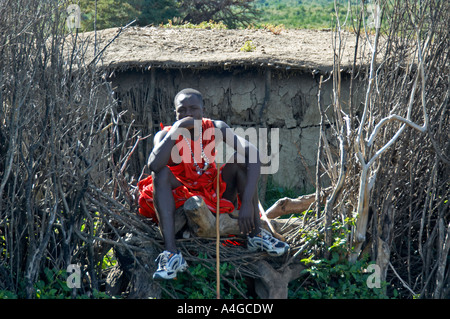 Ritratto di un uomo locale nel Masai Mara, Kenya. Foto Stock