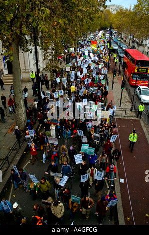 Una dimostrazione in centro a Londra in Inghilterra, Regno Unito Foto Stock