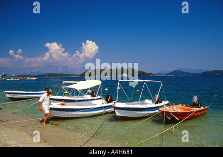 Posti barca Lefkarda Grecia Foto Stock