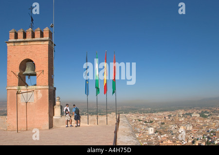 Granada Spagna vista su Granada dalla Torre de la Vela su Alcazaba Foto Stock