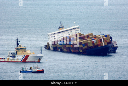 MSC Napoli nave portacontainer spiaggiata off Branscombe nel Devon, Regno Unito Regno Unito Foto Stock