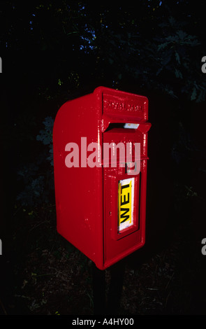Wet dipinta di fresco post box nella contea di Dorset England Regno Unito Foto Stock