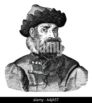 Johann Gutenberg, Tedesco metallurgo e inventore del XVI secolo (1870). Artista: sconosciuto Foto Stock