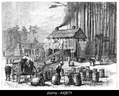 "Distilleria di trementina, North Carolina', 1870.Artista: Edwin Austin Abbey Foto Stock