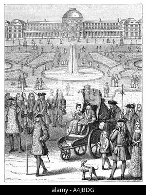 Louis XV alle Tuileries, Parigi, XVIII secolo (1885). Artista: Bonnardot Foto Stock