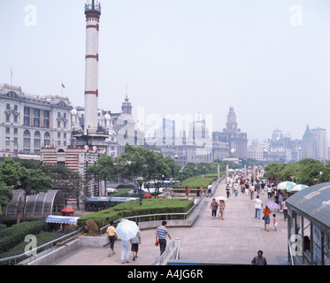 Riverfront Promenade, il Bund, Jiangsu, Shanghai, Repubblica Popolare di Cina Foto Stock