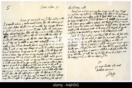 Lettera da John Locke a Hans Sloane, 2 dicembre 1699.Artista: John Locke Foto Stock