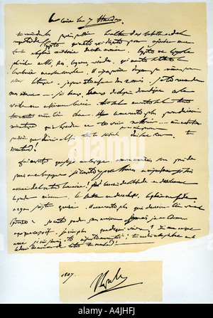 Lettera da Napoleone Bonaparte a suo fratello Giuseppe, 25 luglio 1798.Artista: Napoleone I Foto Stock