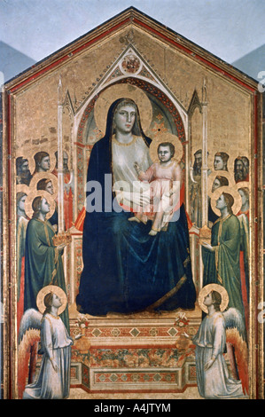 "Madonna col Bambino in trono', c1300-1303. Artista: Giotto Foto Stock