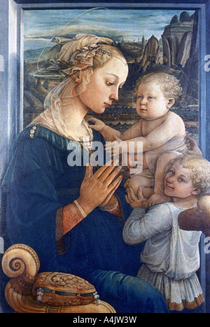 "Madonna con Bambino e angeli', C1455. Artista: Filippino Lippi Foto Stock