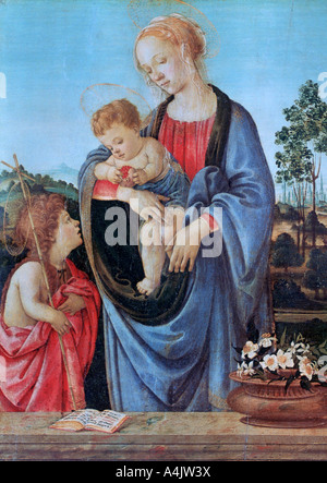 "La Vergine con il Bambino e San Giovanni", 1480. Artista: Filippino Lippi Foto Stock