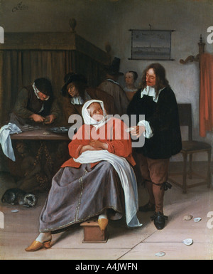 "Un uomo che offre un Oyster per una donna', c1660-1665. Artista: Jan Steen Foto Stock