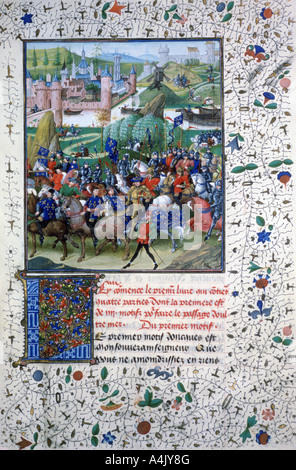 Il Re di Francia in partenza per le Crociate, c1336, (1455). Artista: sconosciuto Foto Stock