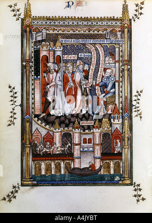 St Denis in catene prima Sisinnius, 1317. Artista: sconosciuto Foto Stock