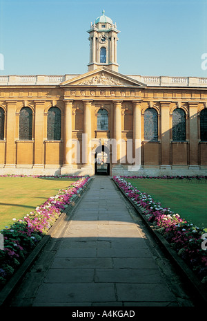 Parte anteriore Quad, Queens College di Oxford Foto Stock