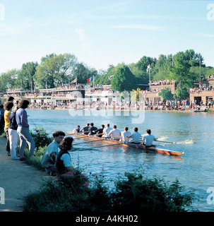 Canottaggio sul fiume Tamigi all ottava settimana, Oxford Foto Stock