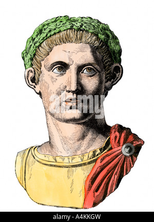 L'imperatore romano Costantino ho conosciuto come il Grande. Colorate a mano la xilografia Foto Stock