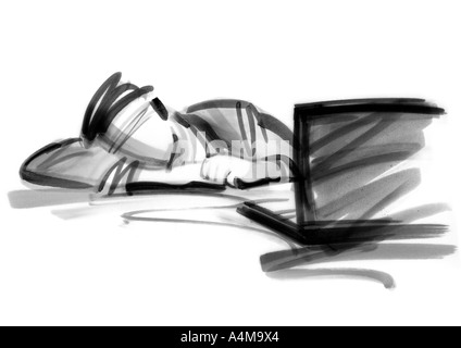 Commercianti con testa sulla scrivania Foto Stock