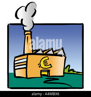 Fabbrica con simbolo euro Foto Stock