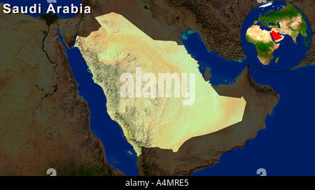 Ha evidenziato un'immagine satellitare di Arabia Saudita Foto Stock