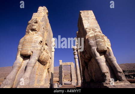 Il Xerxes Gate, aka Gate di tutte le nazioni a Persepolis sito archeologico, Iran Foto Stock